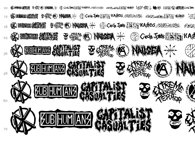 Punk Rawk font waterfall
